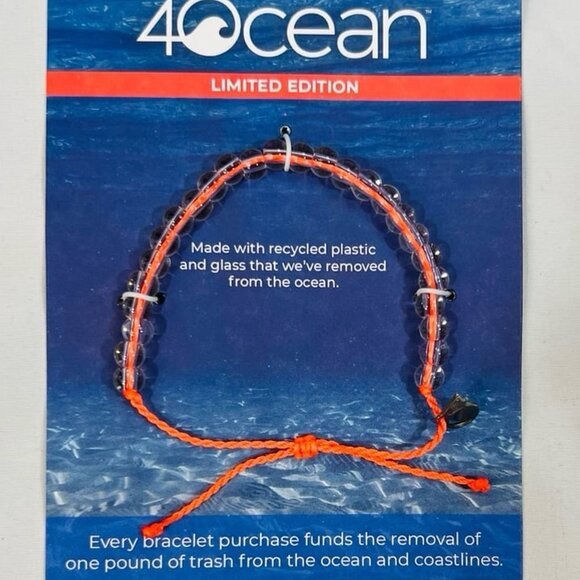NEW ~ Bracelet Unisex 4ocean Recycled Glass & Plastic LIMITED Orange ONE SIZE - Picture 1 of 2